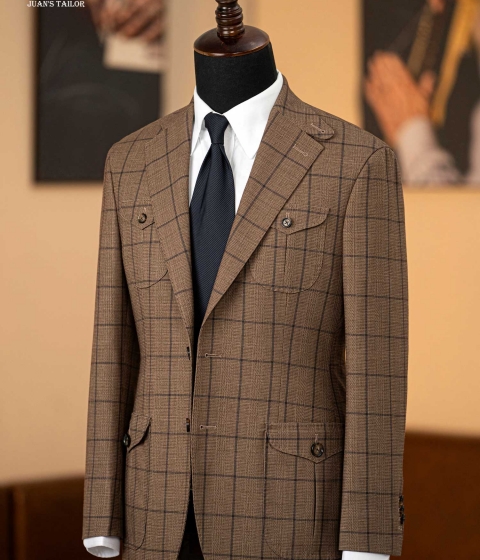 BROWN CREST CHECK BLAZER
