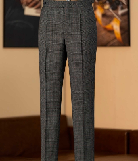 GREY GLEN CHECK TROUSERS