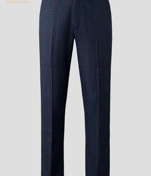 Navy Brown Windowpane Trousers