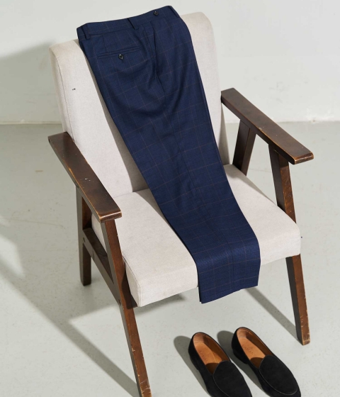 Quần Âu Navy Windowpane