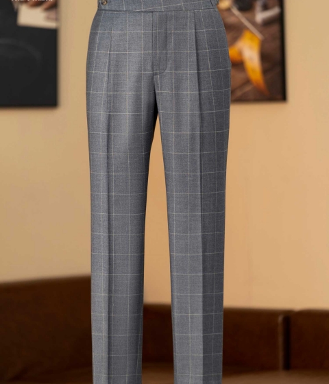 SLATE WINDOWPANE TROUSERS