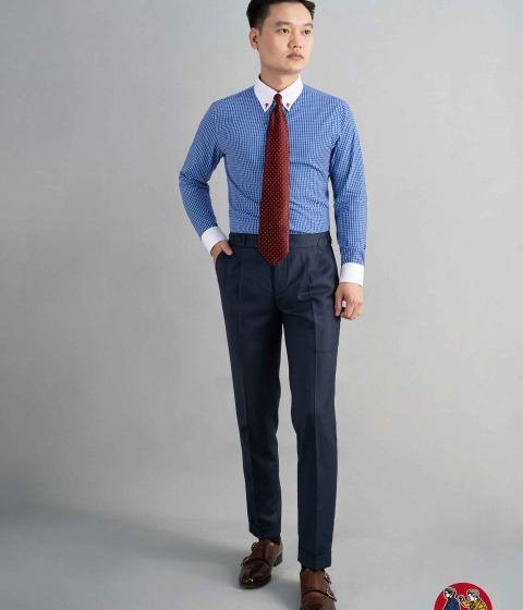 Áo Sơ Mi Kẻ Ô Xanh Dương