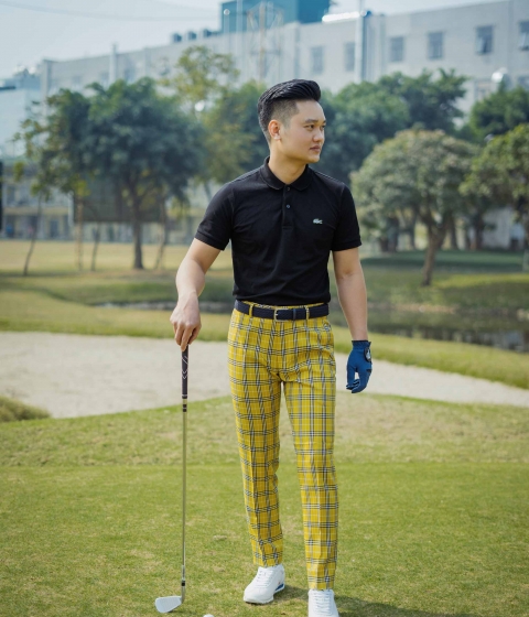 Quần Golf Kẻ Vàng Siêu Hot