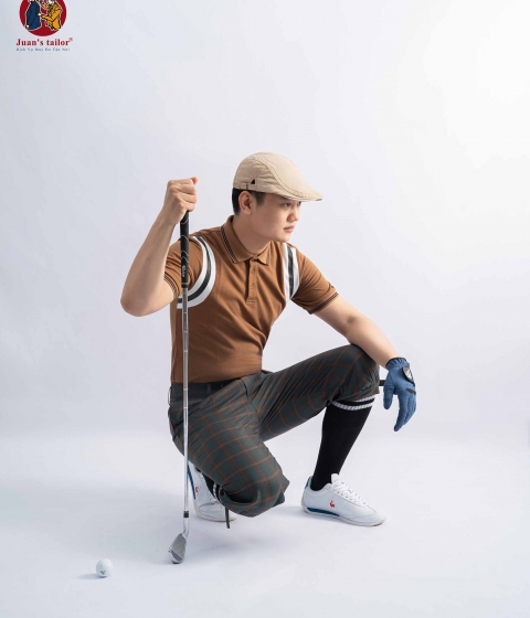 Quần Golf Kẻ Ô Xanh Rêu Cổ Điển