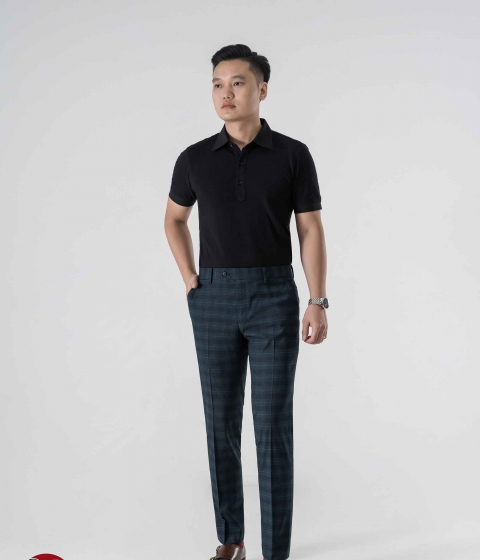 Quần Âu Kẻ Xanh Dương Đậm