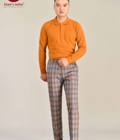 Quần Âu Kẻ Sọc Cam