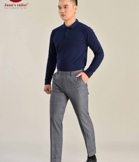 Quần Âu Kẻ Sọc Ghi