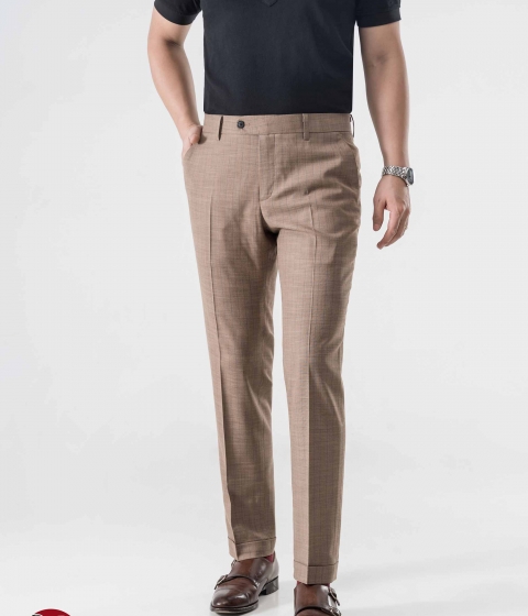 Quần Âu Kẻ Sọc Vàng Nâu