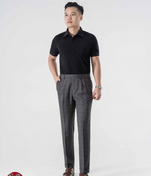 Quần Âu Kẻ Ô Xanh Ghi