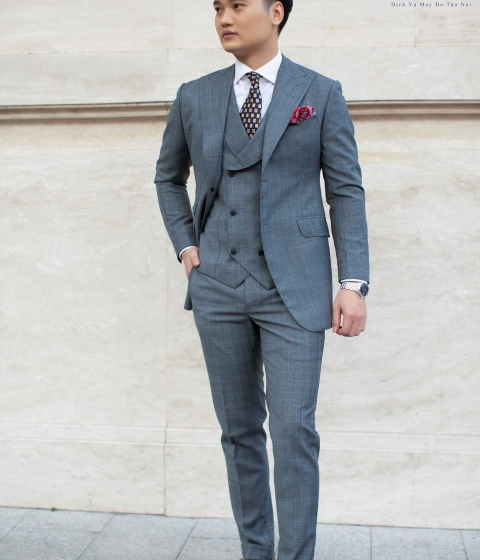 Suit 3 Mảnh Kẻ Ghi Sáng