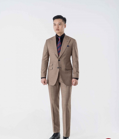 Suit Kẻ Sọc Vàng Nâu