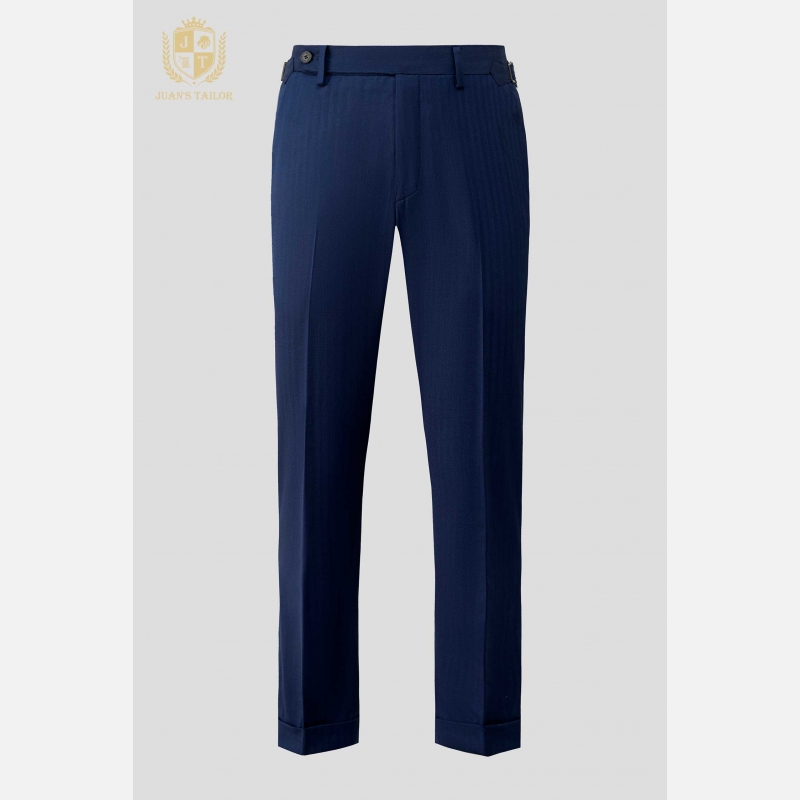 NAVY HERRINGBONE TROUSERS