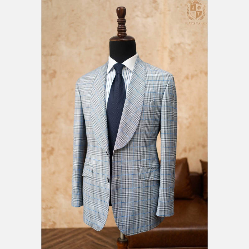 GRAY & BLUE CHECK BLAZER 