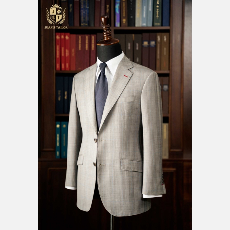 Blazer Beige Subtle Plaid