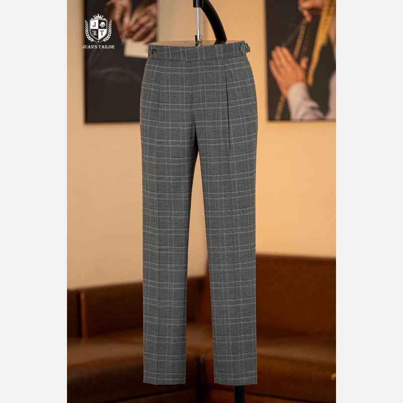GREY HARMONY WINDOWPANE TROUSERS