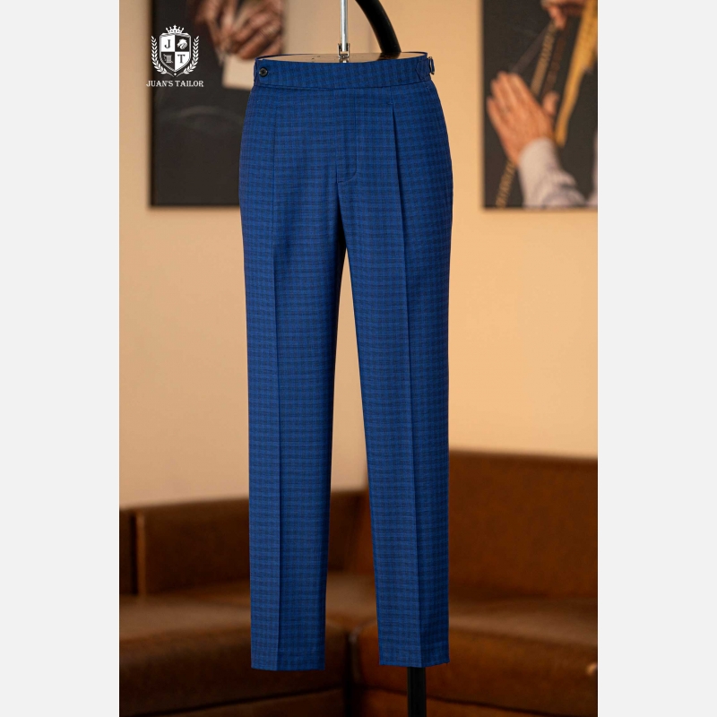 MIDNIGHT MICROCHECK TROUSERS 