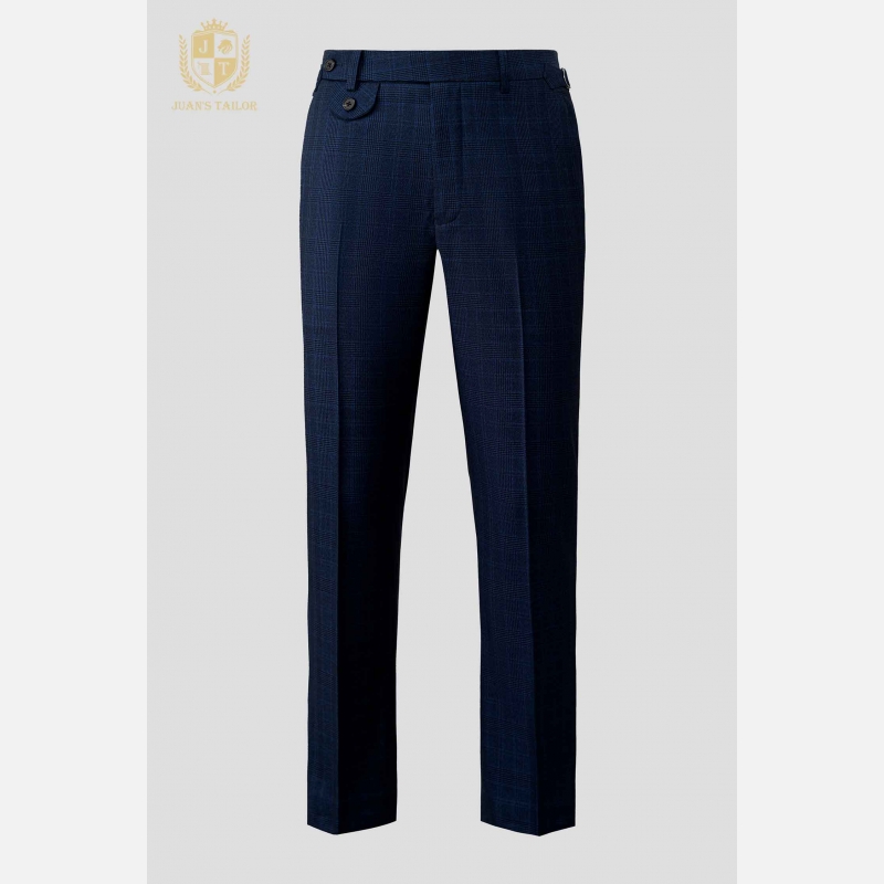 NAVY CHECK TROUSERS
