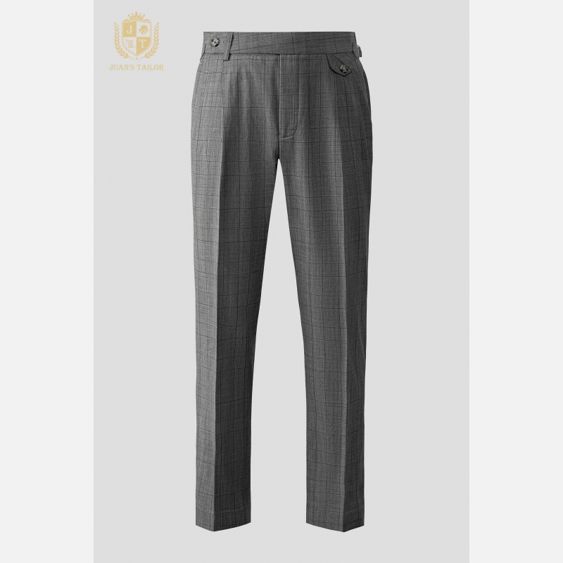 Grey Glen Check Pleated Trousers