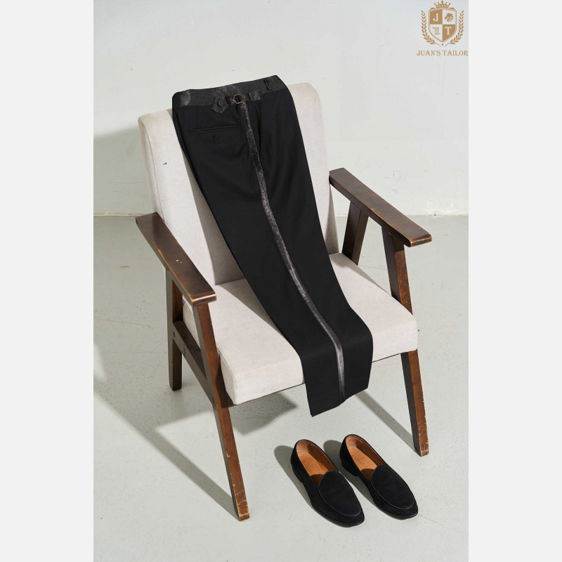 Quần Âu Tuxedo Black Satin