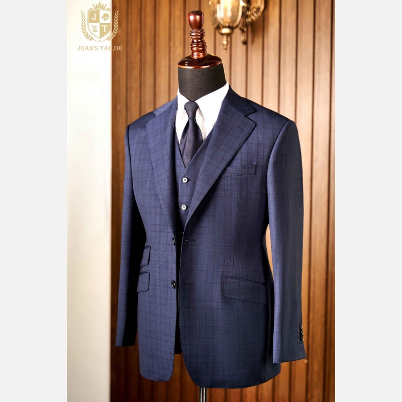 Mẫu vest nam xanh đen 2 cúc lịch sự