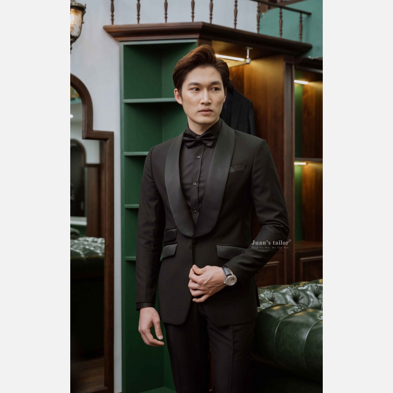 Mẫu vest tuxedo đen