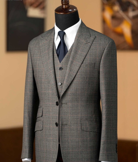 GREY PRINCE OF WALES TRIPLE SUIT