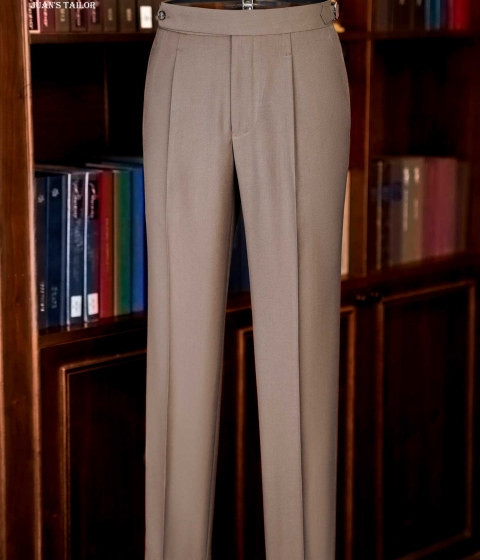 MOCHA PLEATED TROUSERS