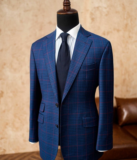 BLAZER NAVY RED CHECK
