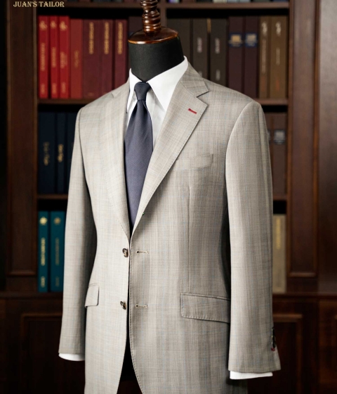 Blazer Beige Subtle Plaid