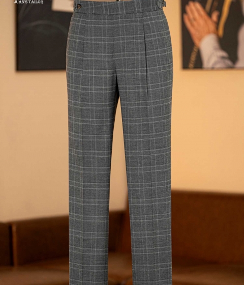GREY HARMONY WINDOWPANE TROUSERS