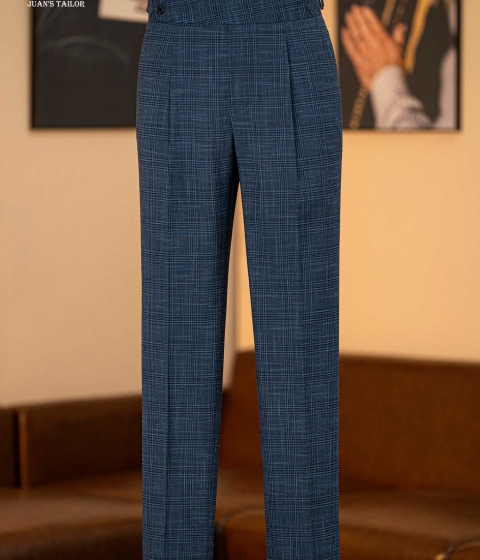 Navy Windowed Weave Trousers