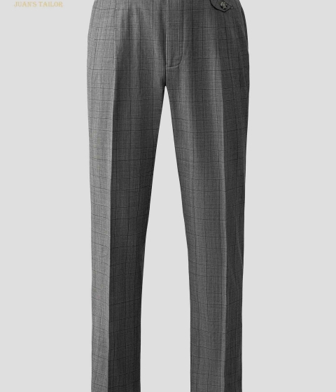 Grey Glen Check Pleated Trousers