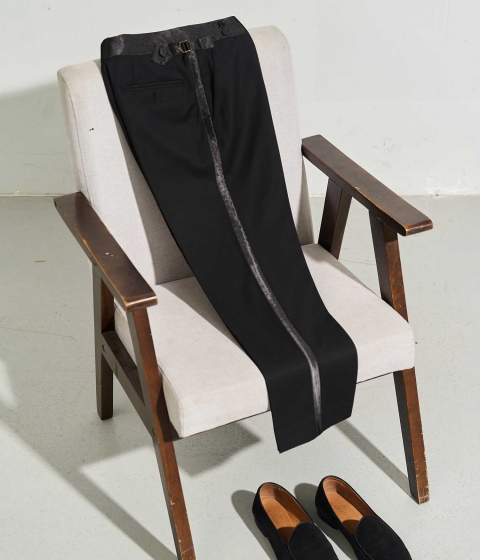 Quần Âu Tuxedo Black Satin